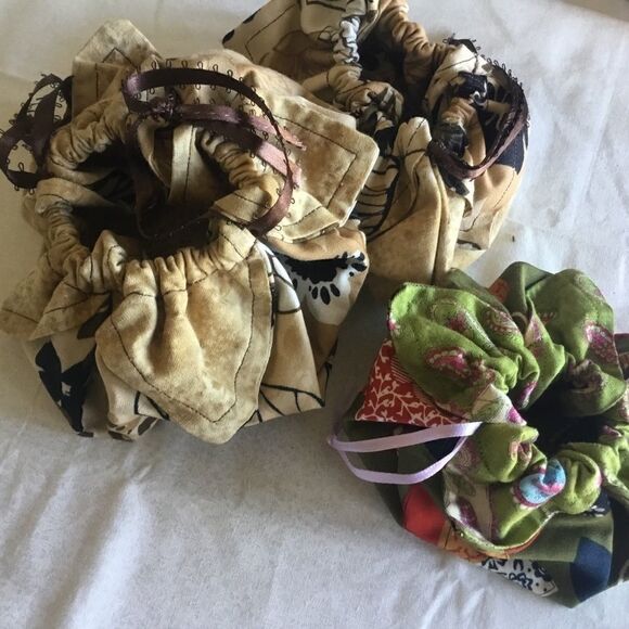 Set of 3 Handmade  Drawstring Pouches - Picture 1 of 5